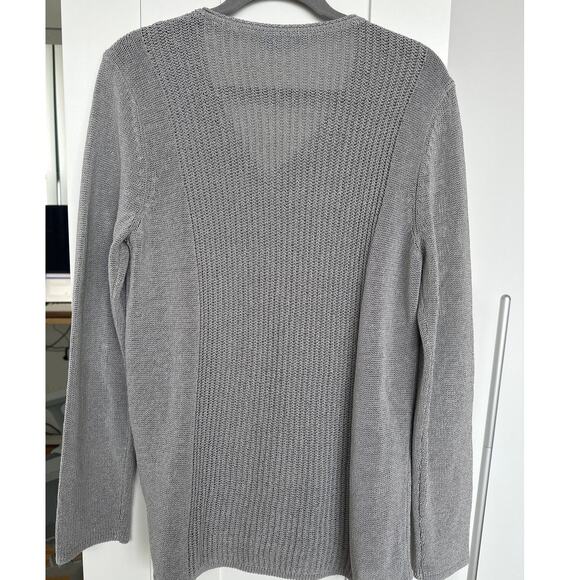 J. Mclaughlin Women's Gray Silver Knit Woven Donovan V-Neck Sweater, Size L, EUC - Picture 2 of 5